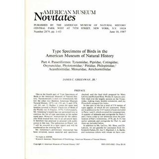Item #10331 Type Specimens of Birds in the American Museum of Natural History. Part 4:...
