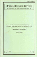Item #10417 The Raptor Research Foundation Bibliographic Index (1967-1986). Richard R. Olendorff