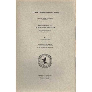 Item #10614 Bibliography of California Ornithology: Third Installment. Joseph Grinnell