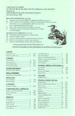 Item #13513 Checklist of Birds of Hilton Head Island, South Carolina and Vicinity. Hilton Head...