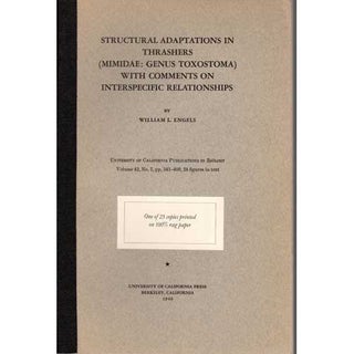 Item #13807 Structural Adaptations in Thrashers (Mimidae: Genus Toxostoma). William L. Engels
