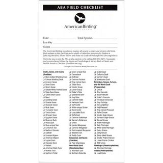 Item #ABAFC ABA Field Checklist - Weatherproof field card. American Birding Association