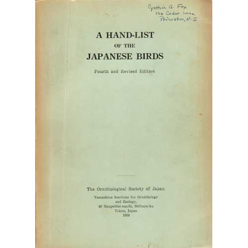 Item #B146 A Hand-List of the Japanese Birds. Fourth and Revised Edition. Ornithological Society of Japan.