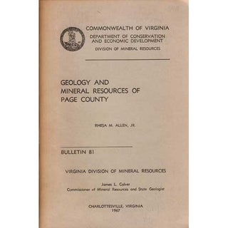 Item #B266 Geology and Mineral Resources of Page County, VA: VA Division of Mineral Resources...
