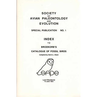 Item #F074 Index to Brodkorb's Catalogue of Fossil Birds. Storrs L. Olson