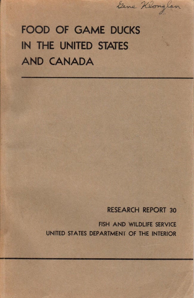 Item #F097 Food of Game Ducks In the United States and Canada [Research Report 30]. A. C. Martin, F M. Uhler.