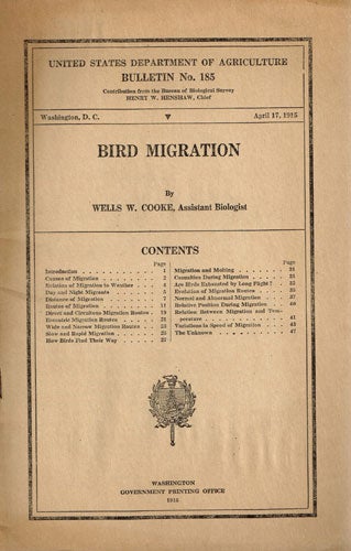 Item #R12032713 Bird Migration. Wells W. Cooke.