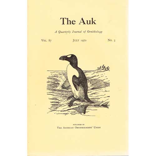 Item #R1412161 The Auk Vol. 87 No. 3. Nicolaas A. M. Verbeek.
