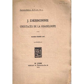 Item #WB1506104 Crustaces De La Guadeloupe: Basse-Terre 1867. J. Desbonne