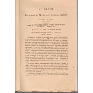Item #Z03072302 The Orthoptera of the West Indies. Number 1: Blattidae. James A. G. And Morgan...