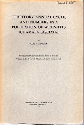 Item #Z04060203 Territory, Annual Cycle, and Numbers in Population of Wren-tits (Chamea...