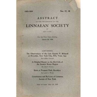 Item #Z06011226 Abstract of the Proceedings of the Linnaean Society for the Two Years Ending...