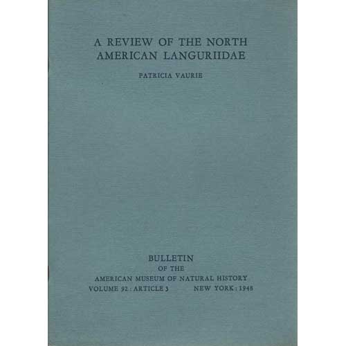 Item #Z06110803-2 A Review of the North American Languriidae. Patricia Vaurie.