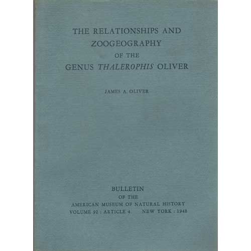 Item #ivew400O66 The Relationship and Zoogeography of the Genus Thalerophis Oliver. James A. Oliver.