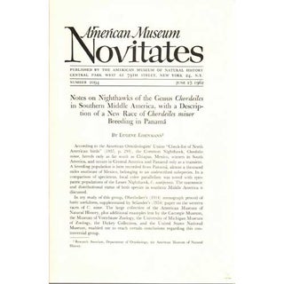 Item #seteme5E44 Notes on the Nighthawks of the Genus Chordeiles in Southern Middle America, with...